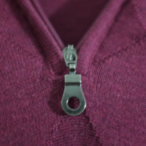 Greg Norman burgundy Quarter Zip Cotton Golf Pullover Textured Weave size XL - Picture 8 of 9